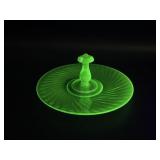 Vintage Uranium Glass Optic Sprial Serving Tray