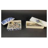 Pair of Porcelain Boxes with Costume Jewelry