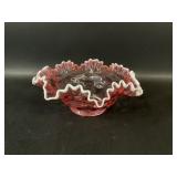 Fenton Cranberry Snow Crest Bowl