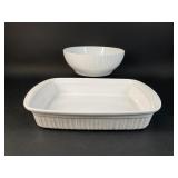 Corningware French White Casserole and Bowl