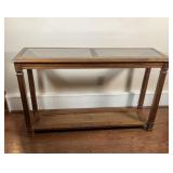 Tiered Wood Console Table with Glass Insert Top