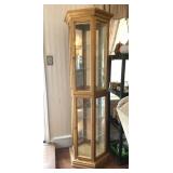 Lighted Gold Mirrored Curio Cabinet