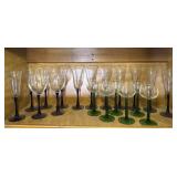Green and Cobalt Base Stemware