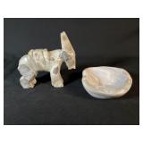 Stone Donkey and Bowl