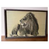 Hans Paul Luetcke Style Lion Framed Art