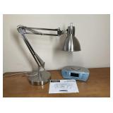 Desk Lamp and Timex CD Alarm Clock