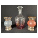 Vintage French Glass Decanter and Glasses