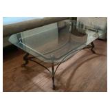 Iron Base with Beveled Glass Coffee Table