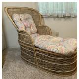 Vintage Wicker Peacock Chaise Lounge Chair