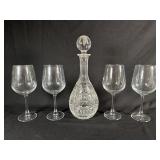 Crystal Decanter and Wine Glasses