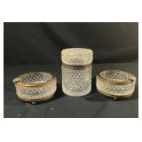 Vintage Crystal Lidded Jar and Ashtrays