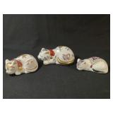 Sleeping Cat Hand Painted Porcelain Figurines
