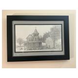 Pencil Sketch of Victorian House Framed Print