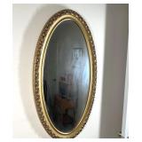 Vintage Oval Wall Mirror with Gold Frame