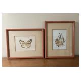 Vintage Pressed Flower and Butterfly Art