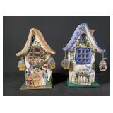Blue Sky Pottery Houses Candle Holders