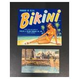 Vintage Fruit Label and Key West Postcard