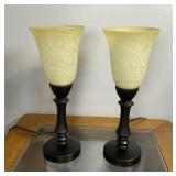 Pair of 16in Touch Lamps with Glass Shades