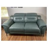 Castella Teal Leather Reclining Love Seat