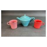 Harlequin Teapot and Fiesta Mugs