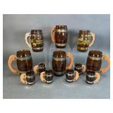 Vintage Amber Glass Barrel Mugs