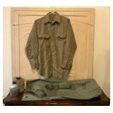 WWII Army Shirt, Canvas Bag and Canteen