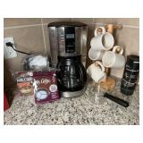 Coffee Pot, Filters and Mugs