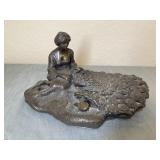 Bronze Lady With Peacock Sculpture