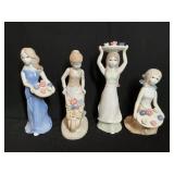 Bisque Porcelain Flower Garden Girl Figurines