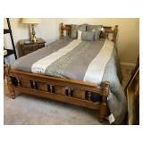 Vintage Low Post Wood Bed with Bedding
