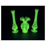 Vintage Fenton Hand Painted Custard Glass  Vases