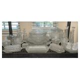 Large Assortment of Diamond Pattern Pressed Glass