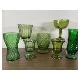 Vintage Green Glass Vases and More