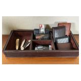 Mens Leather Wallets & Knives With Tray