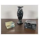 Stone Trinket Boxes and Vase
