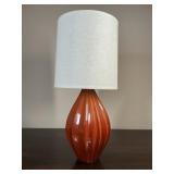 Mid Century Rust Ceramic Fluted Lamp