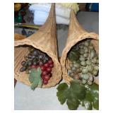 TWO WICKER CONES WITH GRAPES TWO WICKER CONES WITH GRAPES