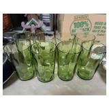 Olive Green - 8 Piece Depression Glassware Olive Green - 8 Piece Depression Glassware