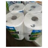 FOUR ROLLS OF BOUNTY PAPER TOWELS FOUR ROLLS OF BOUNTY PAPER TOWELS