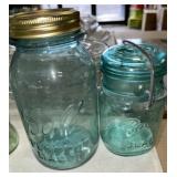 TWO GREEN BALL JARS TWO GREEN BALL JARS
