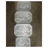 FOUR PEWTER CENTRY IN PROGRESS PLAQUES FOUR PEWTER CENTRY IN PROGRESS PLAQUES