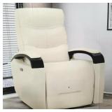 Ivory Leather - Power Recliner (In Box) Ivory Leather - Power Recliner (In Box)