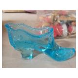 Blue Depression Glass Shoe Blue Depression Glass Shoe