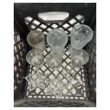 CRATE WITH GLASSES & GLASS CANDLE HOLDERS CRATE WITH GLASSES & GLASS CANDLE HOLDERS