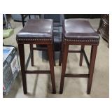 Modern - Brown Leather Bar Stools Modern - Brown Leather Bar Stools