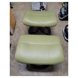 2 Piece - Nordic H Foot Rest - Green Leather 2 Piece - Nordic H Foot Rest - Green Leather
