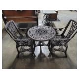 1900's - Rose Engraved Patio Table & Chairs Set 1900's - Rose Engraved Patio Table & Chairs Set