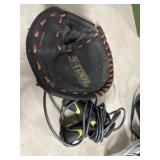 Catchers baseball mitt and jump rope