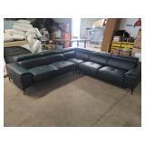 Abbyson - 3 PC Blue Leather Sectional