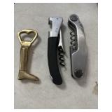 Three bottle openers